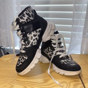 Leopard Print Combat Booties